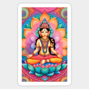 Lakshmi sitting on a lotus flower Sticker